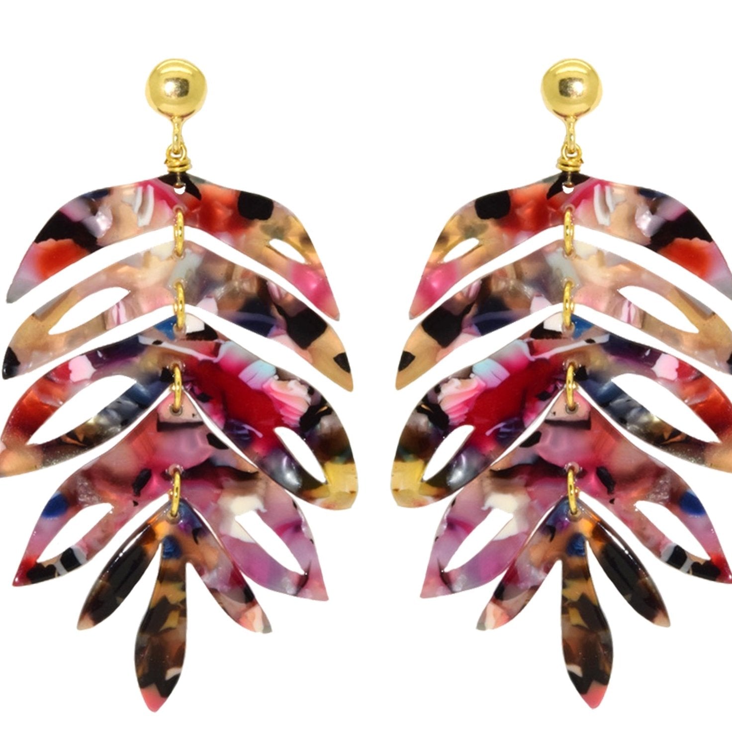 Miccy's | Big Multi colour Leaves | Resin Earrings