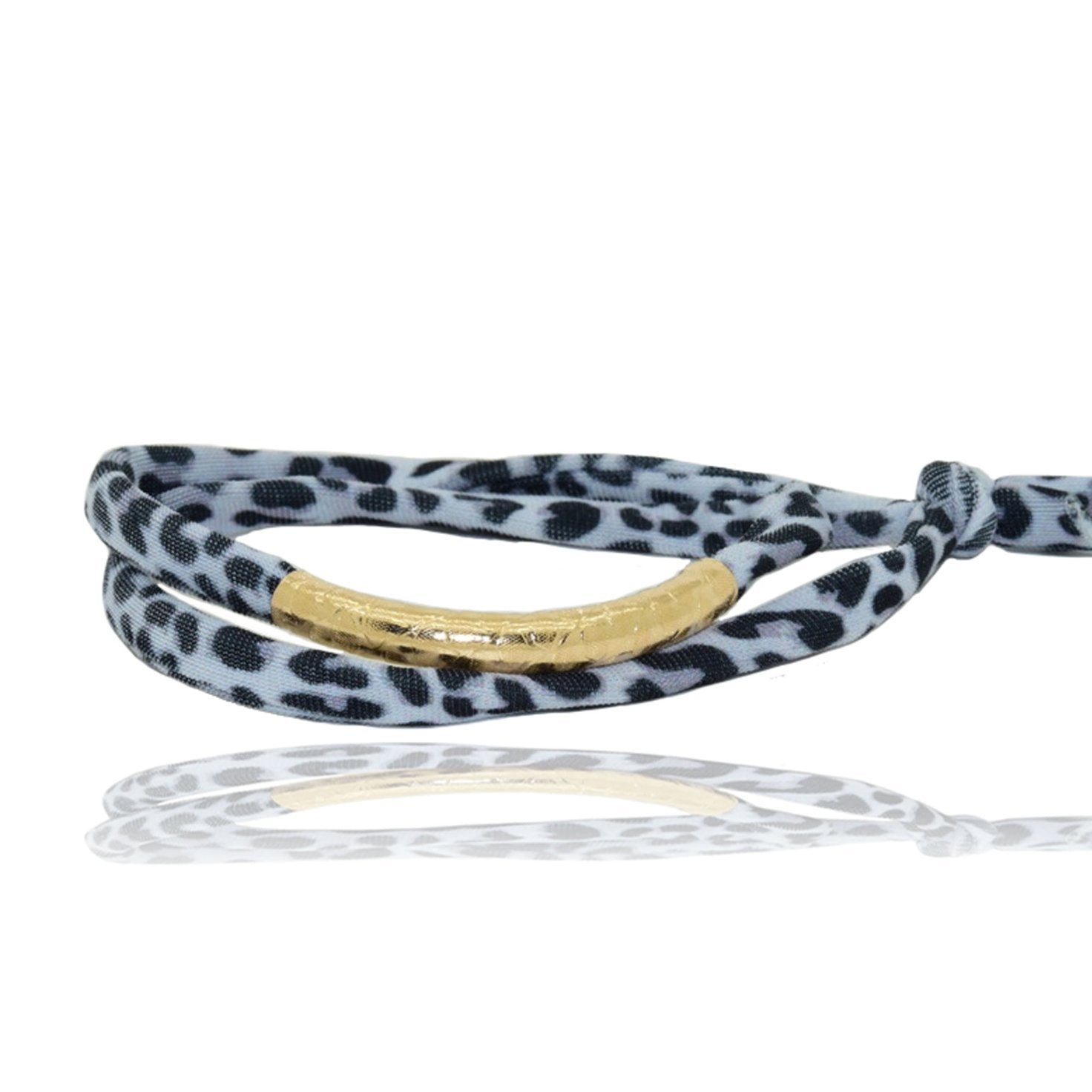 Miccy's | Black and White Leopard 14K Golden Tube Bracelet