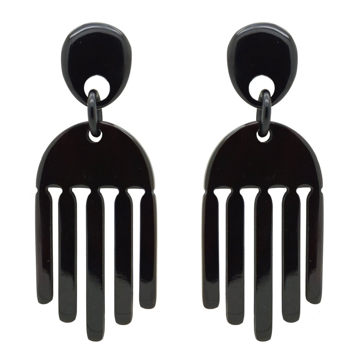 Miccy's | Black Horn Waterfall Stud | Horn Earrings