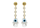 Miccy's | Fresh Water Pearls with MOP Hands | Shell Earrings
