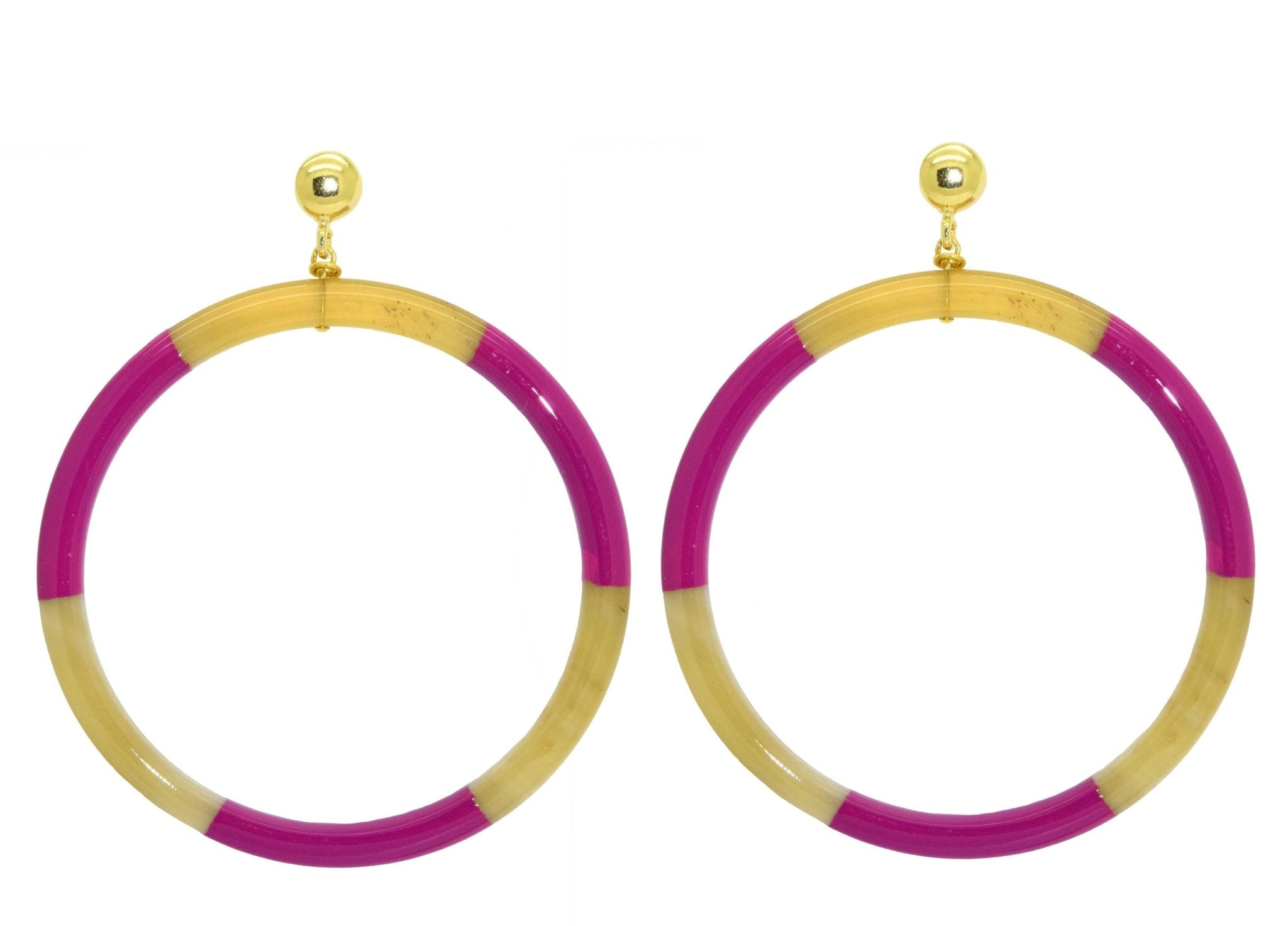 Miccy's | Fuchsia Horn Hoops Large | Horn Earrings