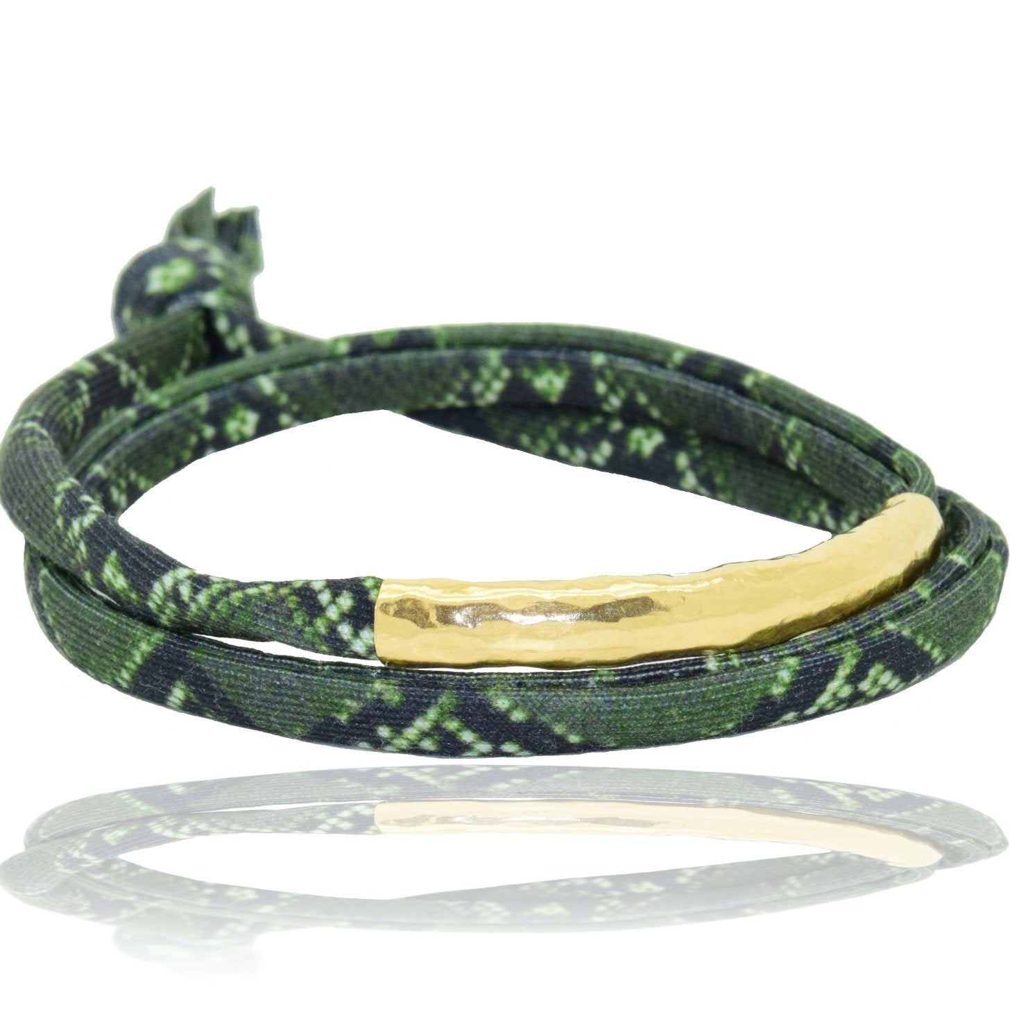 Miccy's | Green Snake Skin 14K Golden Tube Bracelet