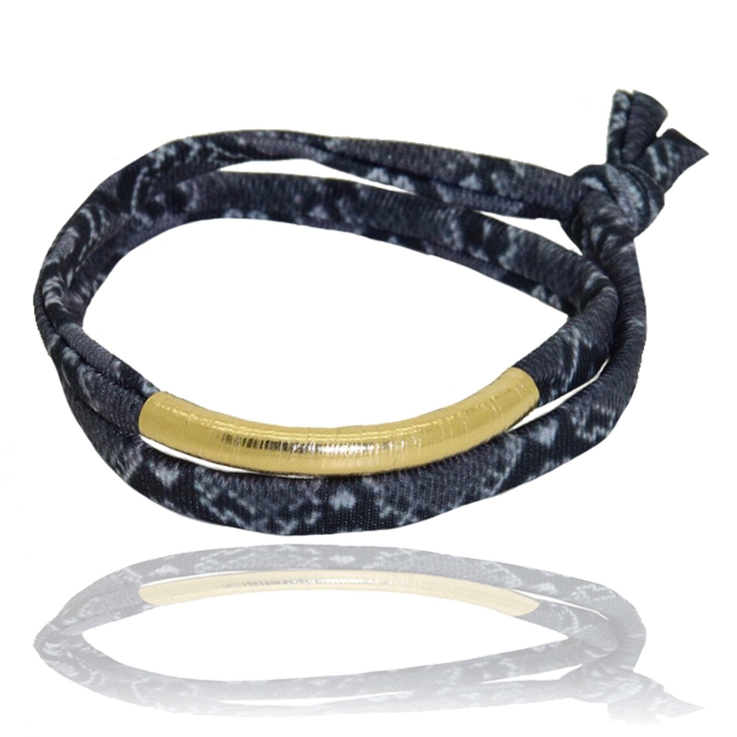 Miccy's | Grey Snake Skin 14K Golden Tube Bracelet
