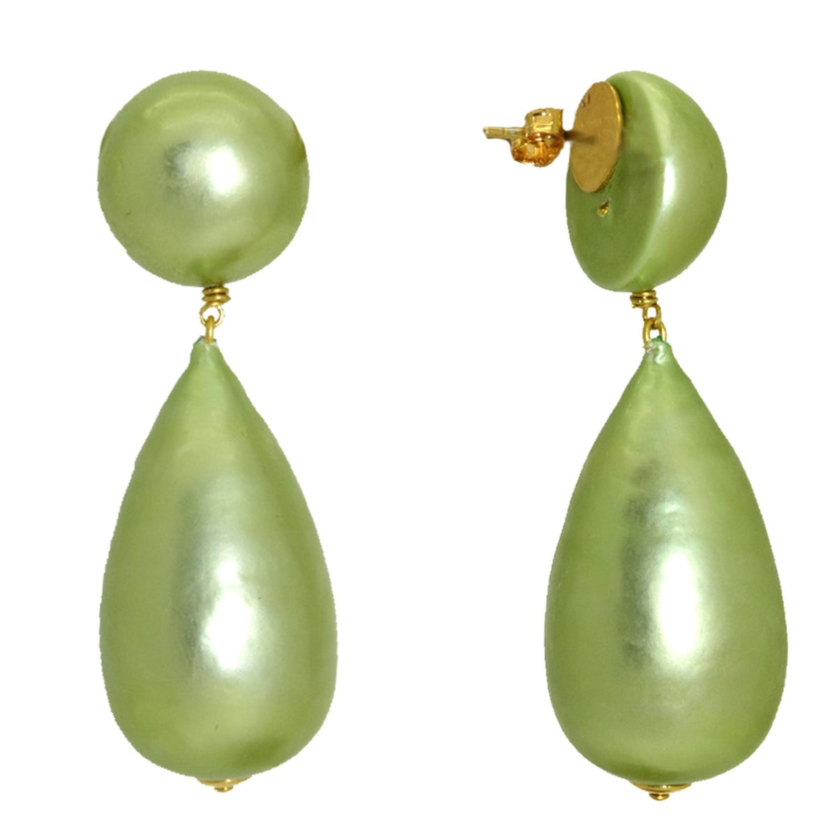 Miccy's | Light Green Cotton Pearls | Resin Earrings