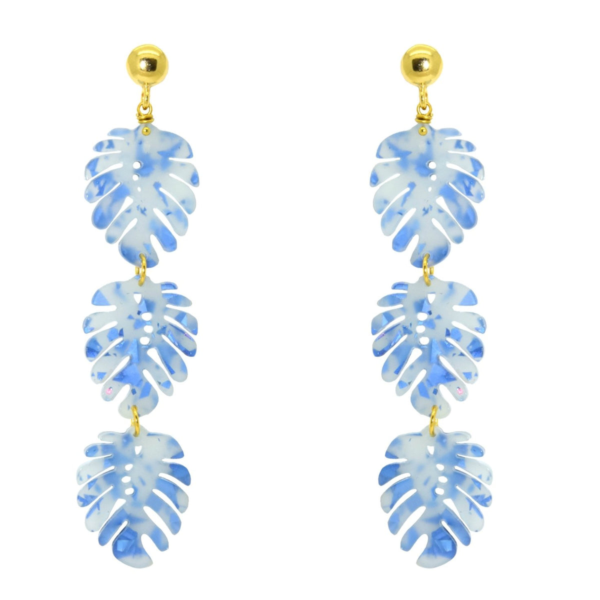 Miccy's | Mini Monstera Blue | Resin Earrings