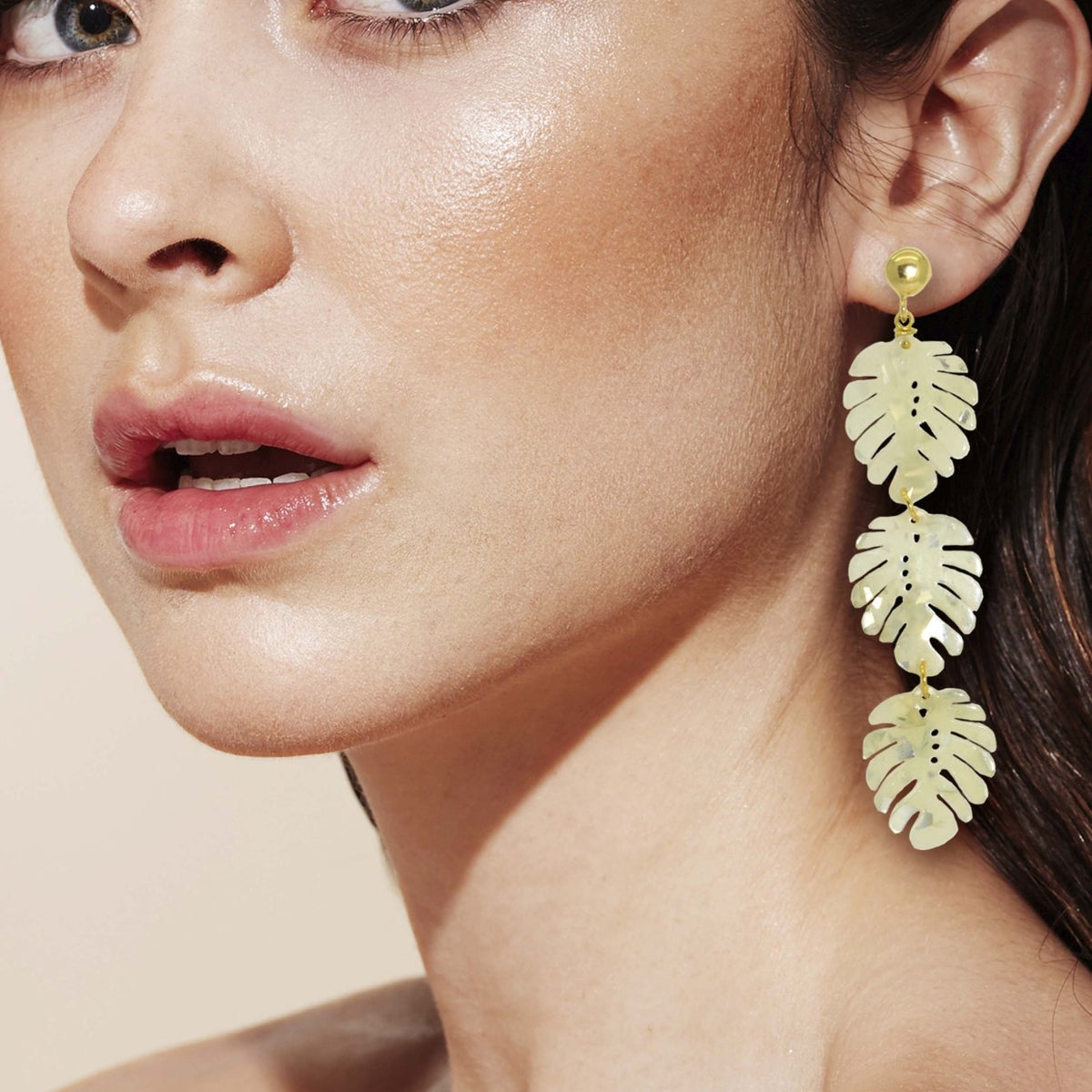 Miccy's | Mini Monstera Blue | Resin Earrings