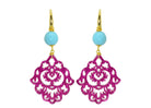 Miccy's | Pink Glitter Ornaments With Turquoise | Petite | Resin Earrings