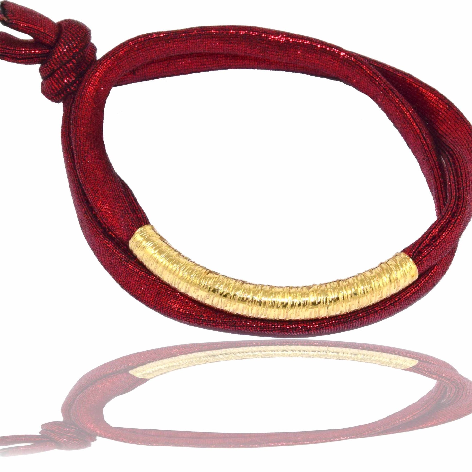 Miccy's | Red Metallic 14K Golden Tube Bracelet