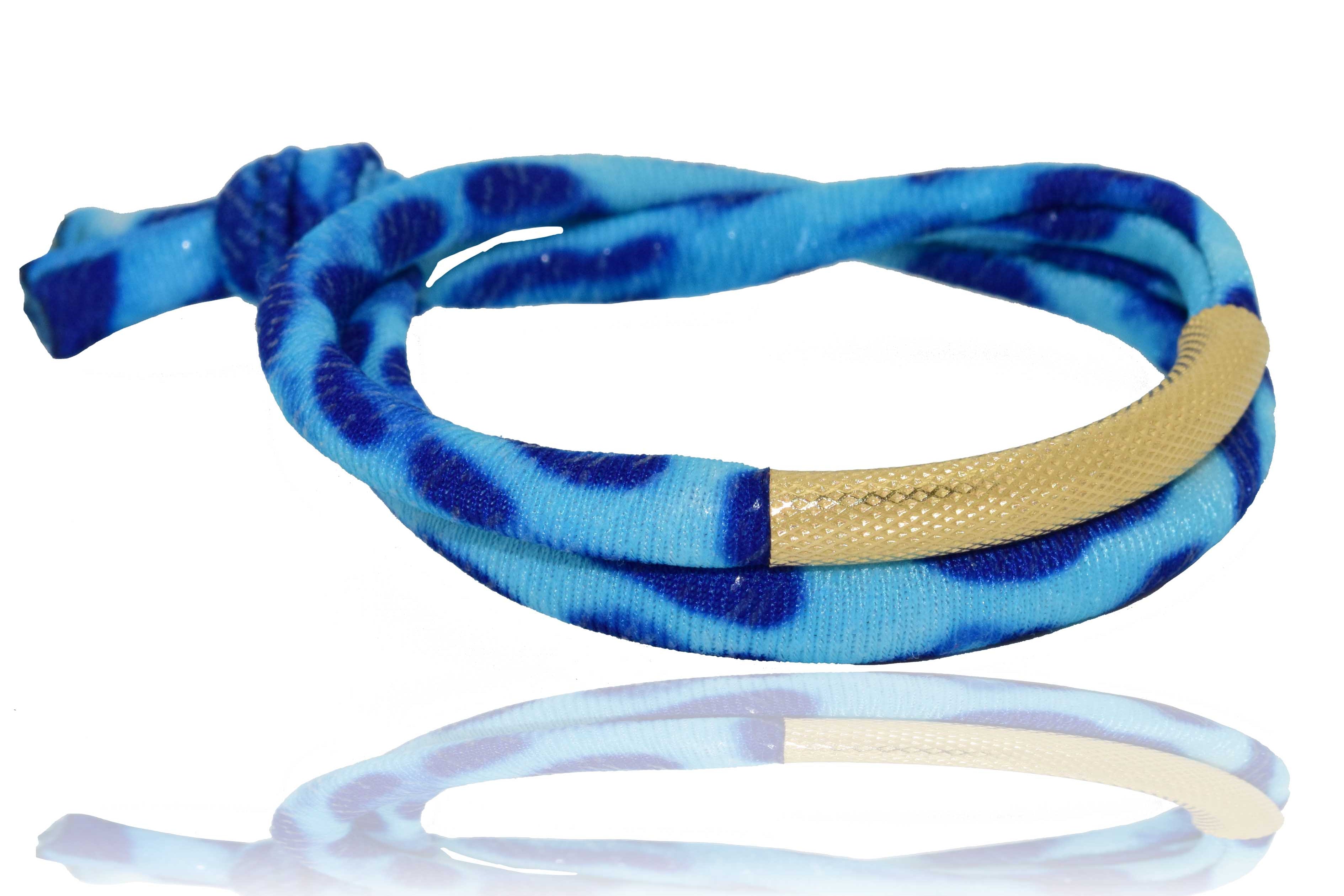 Miccy's | Blue Leopard 14K Golden Tube Bracelet
