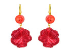 Miccy's | Fuchsia Hibiscus with coral | Resin Earrings