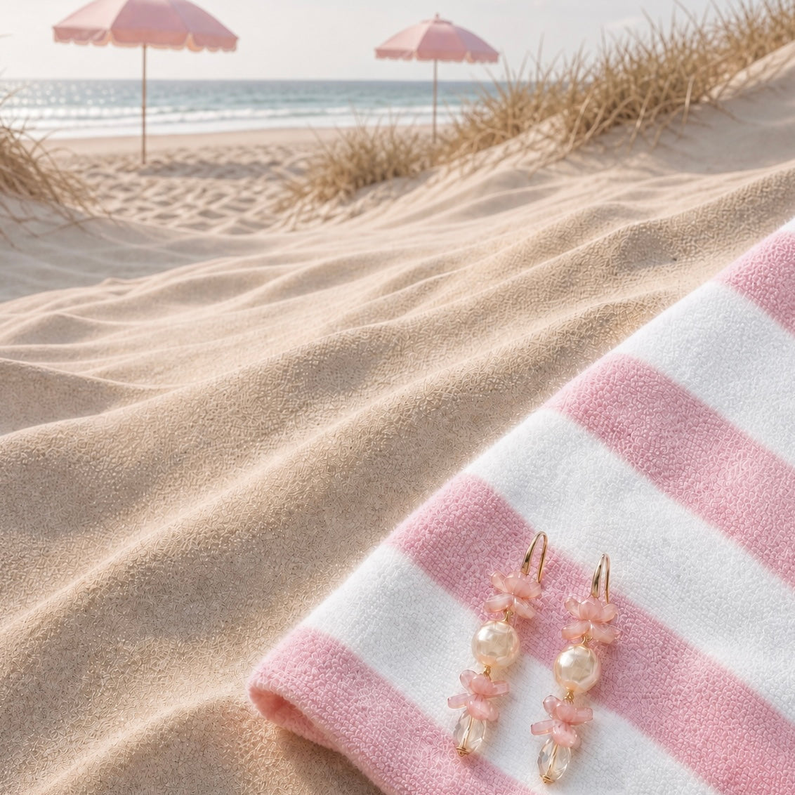 The Bellini Blossom earrings on the beach