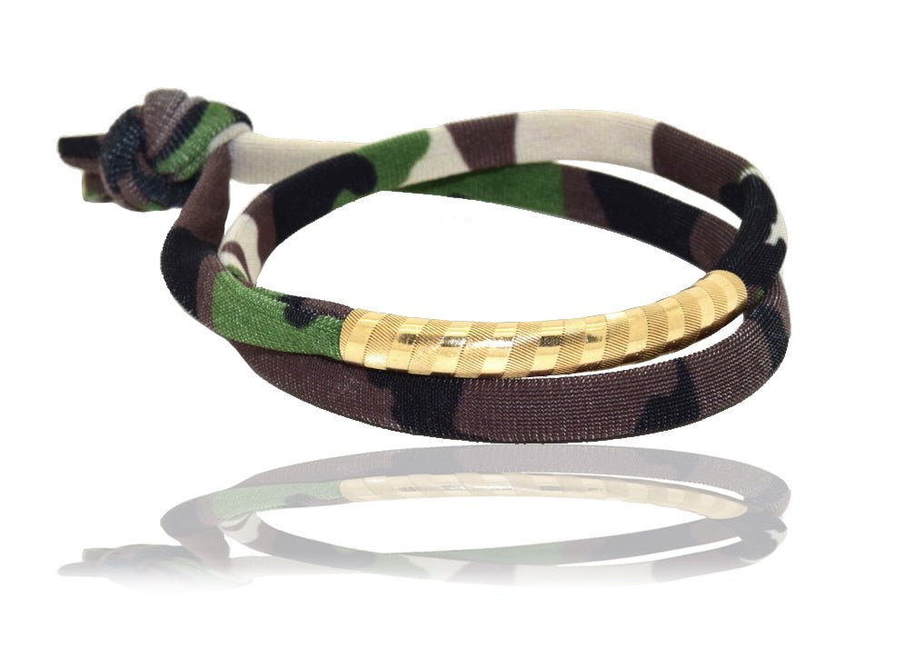 Miccy's | Army Print Green 14K Golden Tube Bracelet