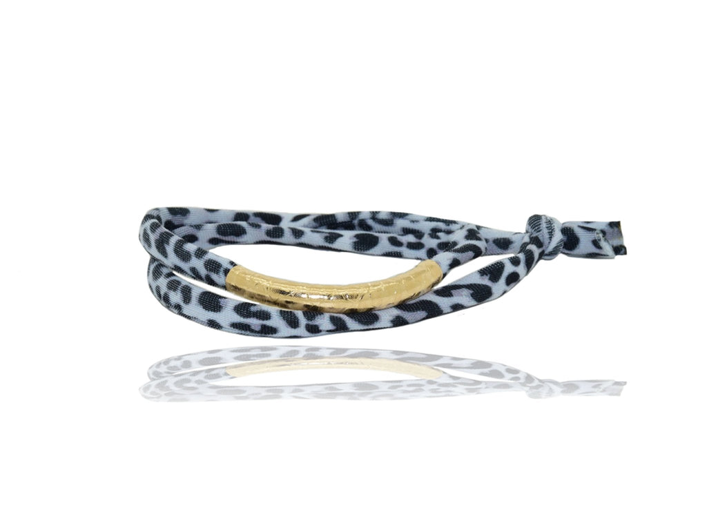 Black and White Leopard 14K Golden Tube Bracelet - Miccy's Jewelz Europe
