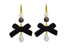 Miccy's | Black Velvet Bow with pearls| Resin Earrings