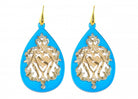 Miccy's | Blue Resin Drops With Golden Ornaments | Resin Earrings