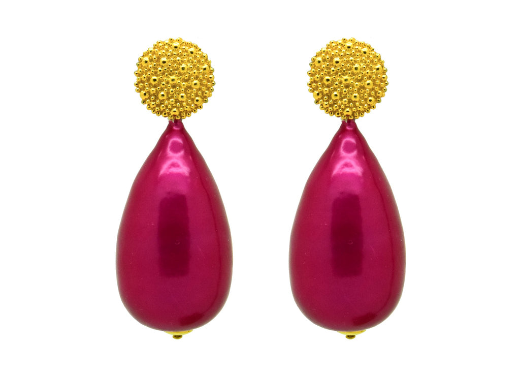 Miccy's | Fuchsia Cotton Pearls | Resin Earrings
