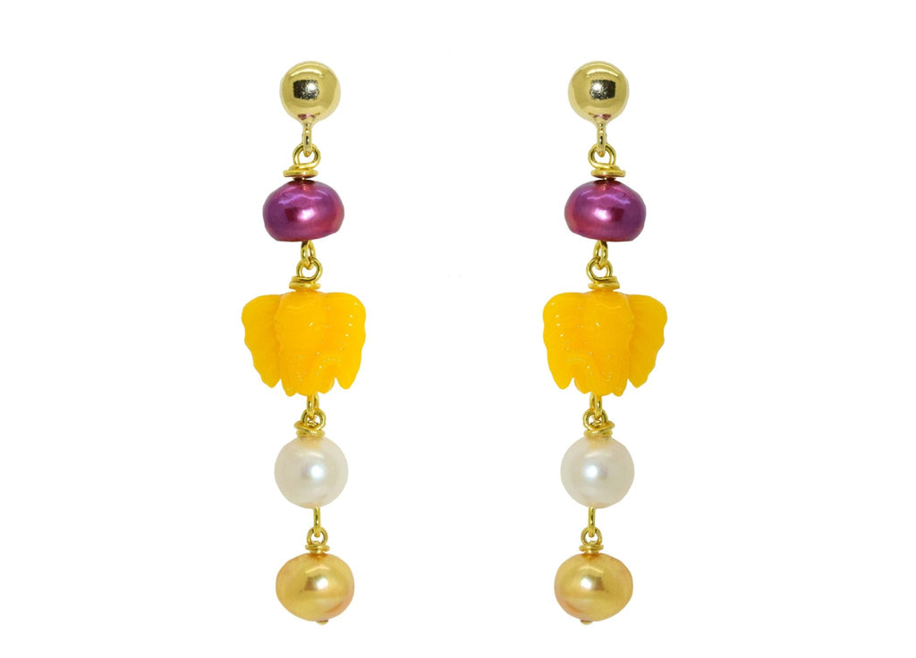 Ganesh Yellow | Shell Earrings - Miccy's Jewelz Europe