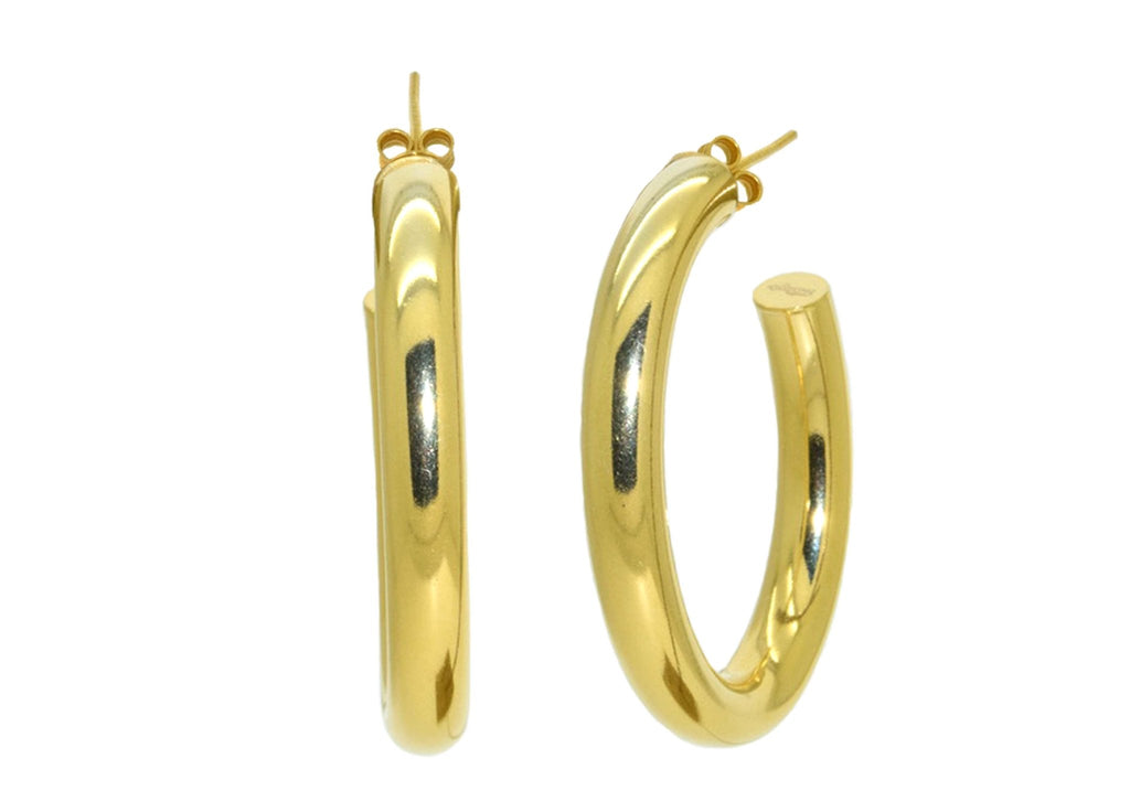 Miccy's | Golden Hoops Medium | Gold Line Earrings