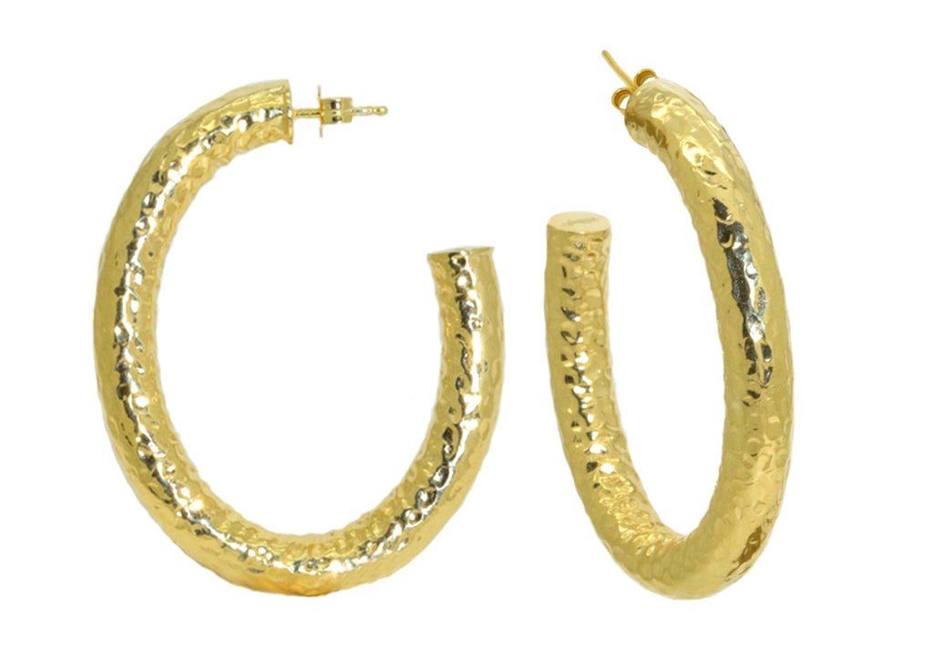Miccy's | Hammered Golden Hoops Medium | Gold Line Earrings