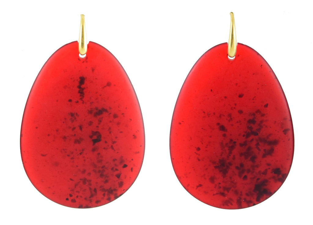 Miccy's | Large Red Flat Teardrop | Resin Earrings