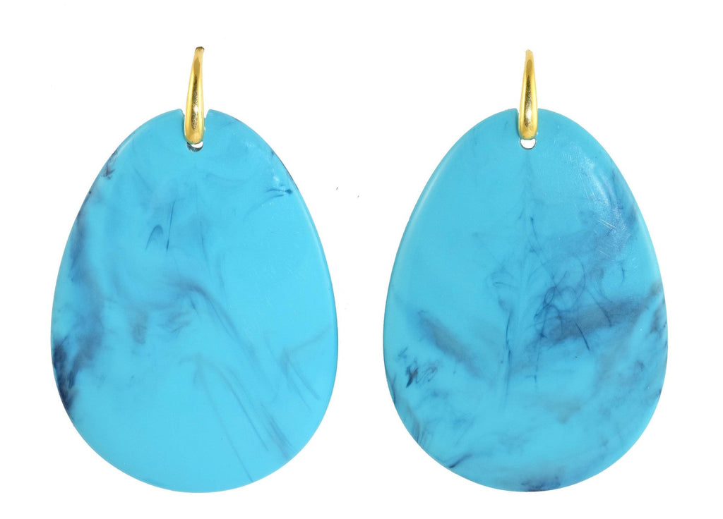 Miccy's | Miami Blue Marbled Large Flat Drops | Resin Earrings