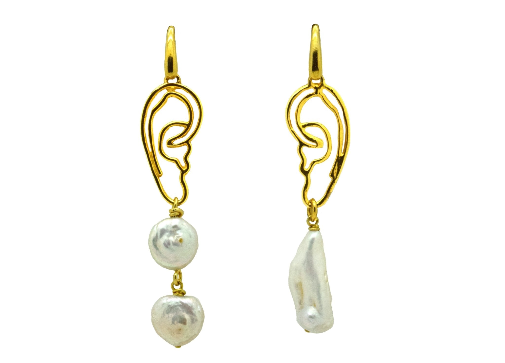 Miccy's | Pearly Ears | Gold Line Earrings