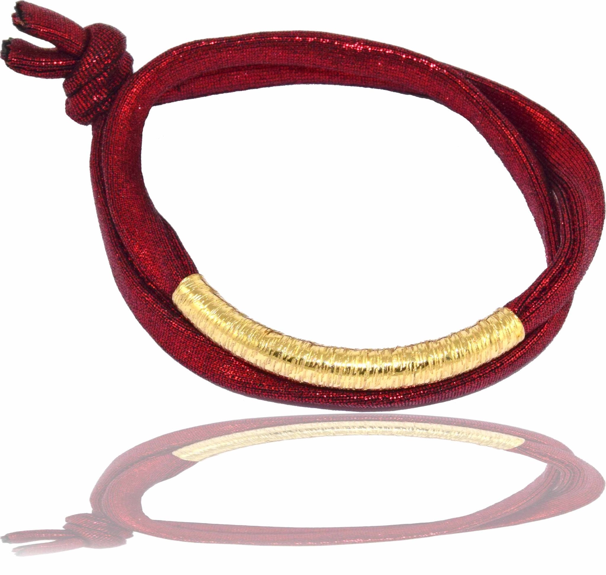 Miccy's | Red Metallic 14K Golden Tube Bracelet