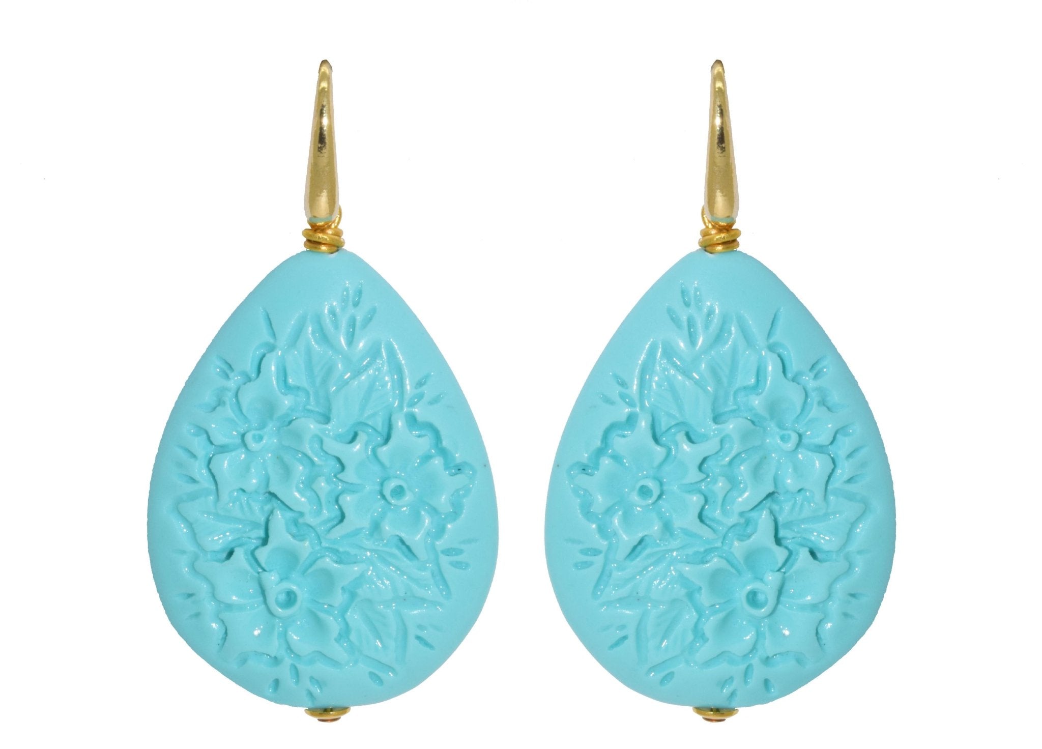 Turquoise Carved Drops| Resin Earrings - Miccy's Jewelz Europe