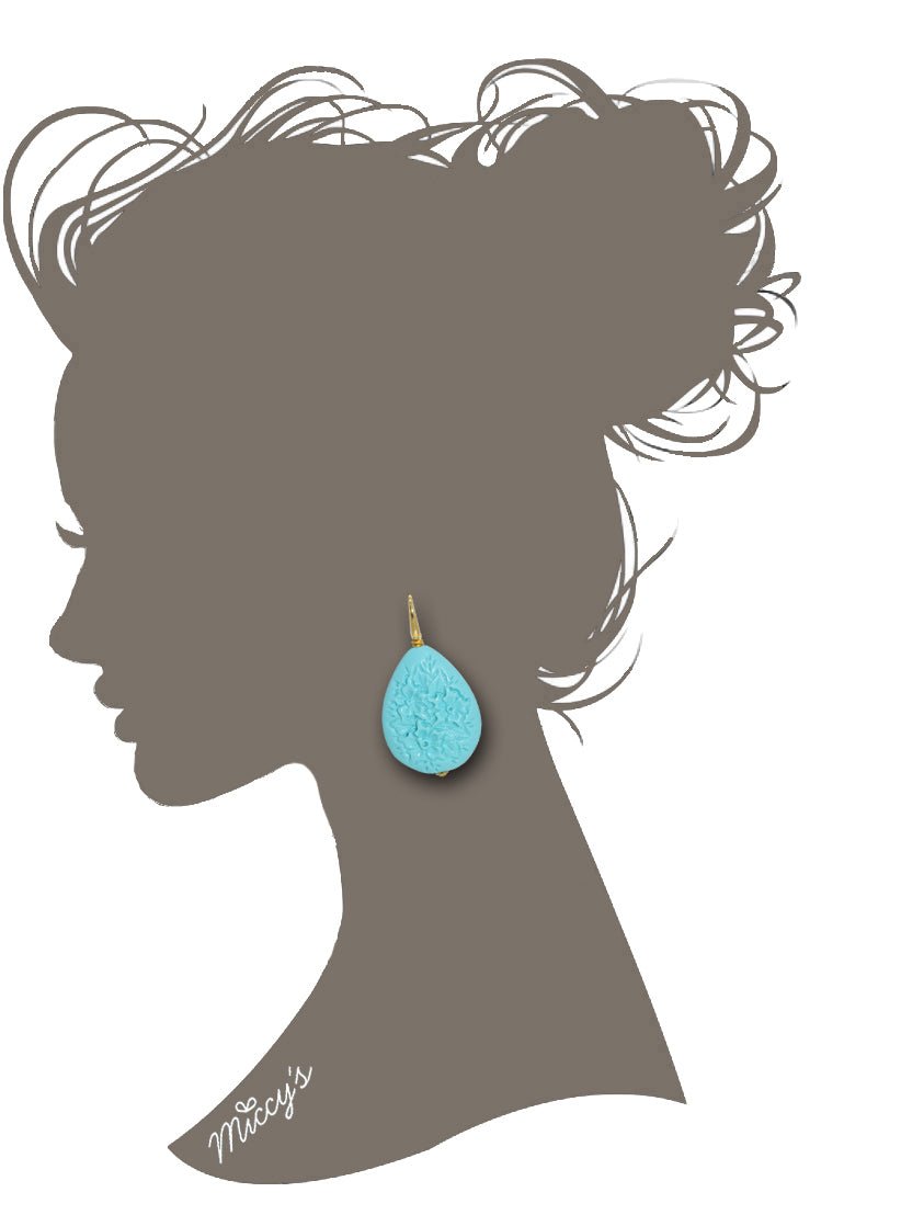 Turquoise Carved Drops| Resin Earrings - Miccy's Jewelz Europe