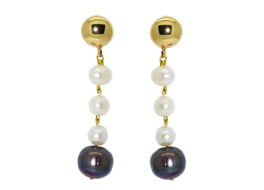 Miccy's | White and Black Fresh Water Pearls | Shell Earrings