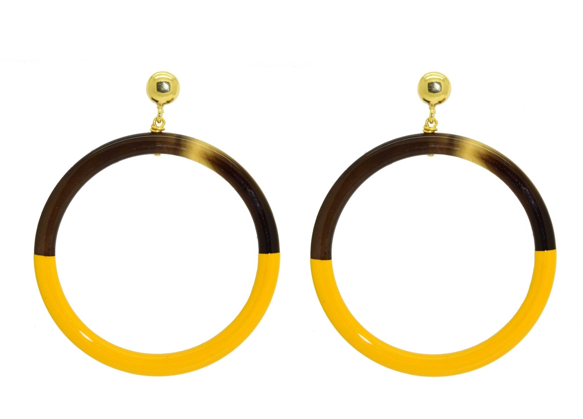 Miccy's | Yellow Horn Hoops Medium | Horn Earrings