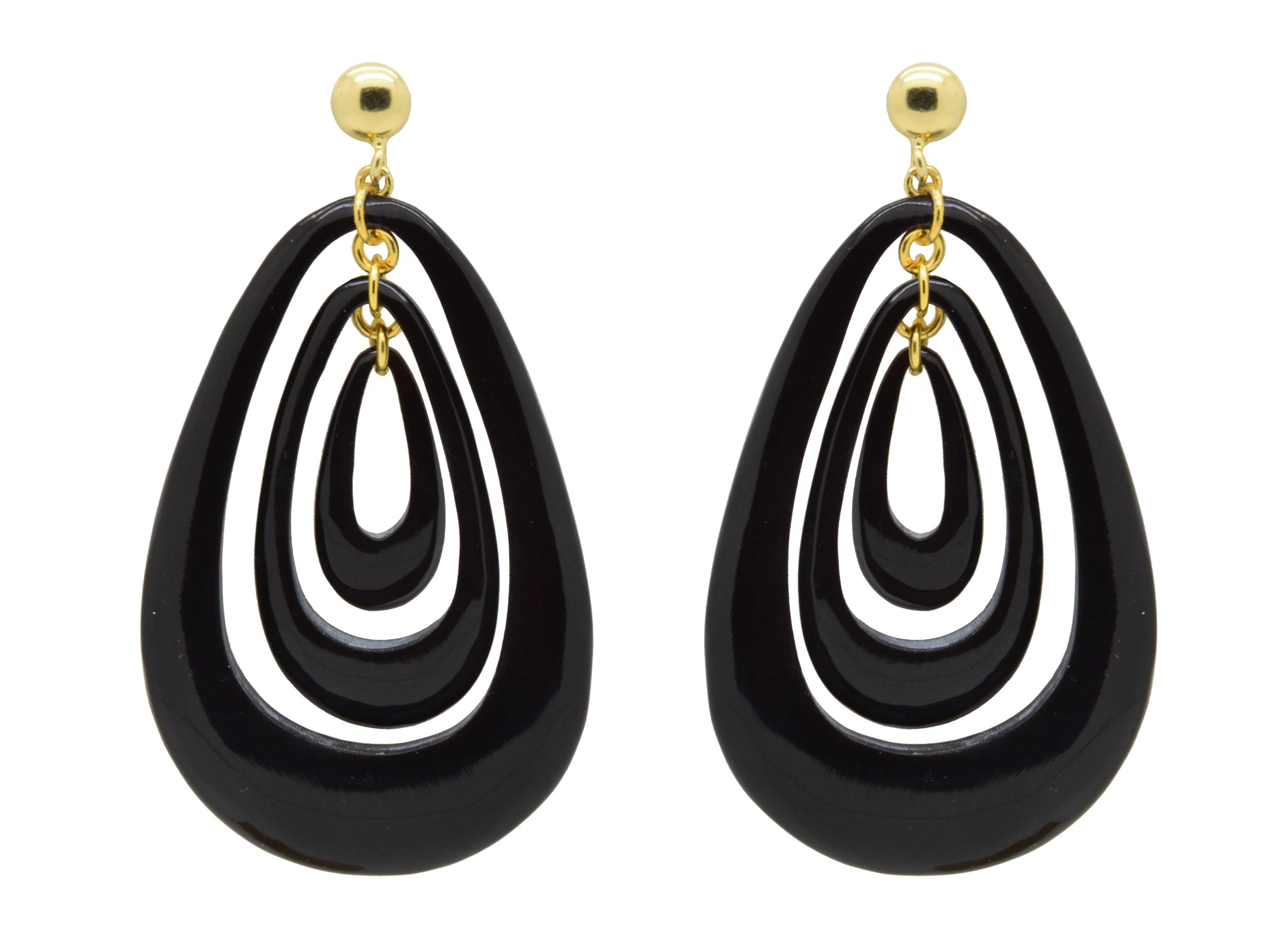 Miccy's | Triple horn teardrops black | Horn Earrings